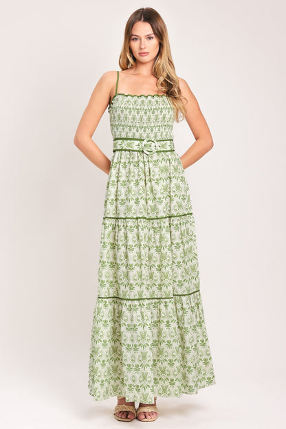 DAINTY FLORA GREEN MAXI DRESS
