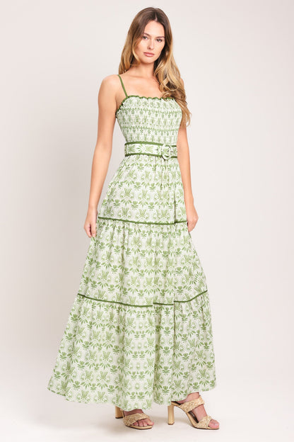 DAINTY FLORA GREEN MAXI DRESS