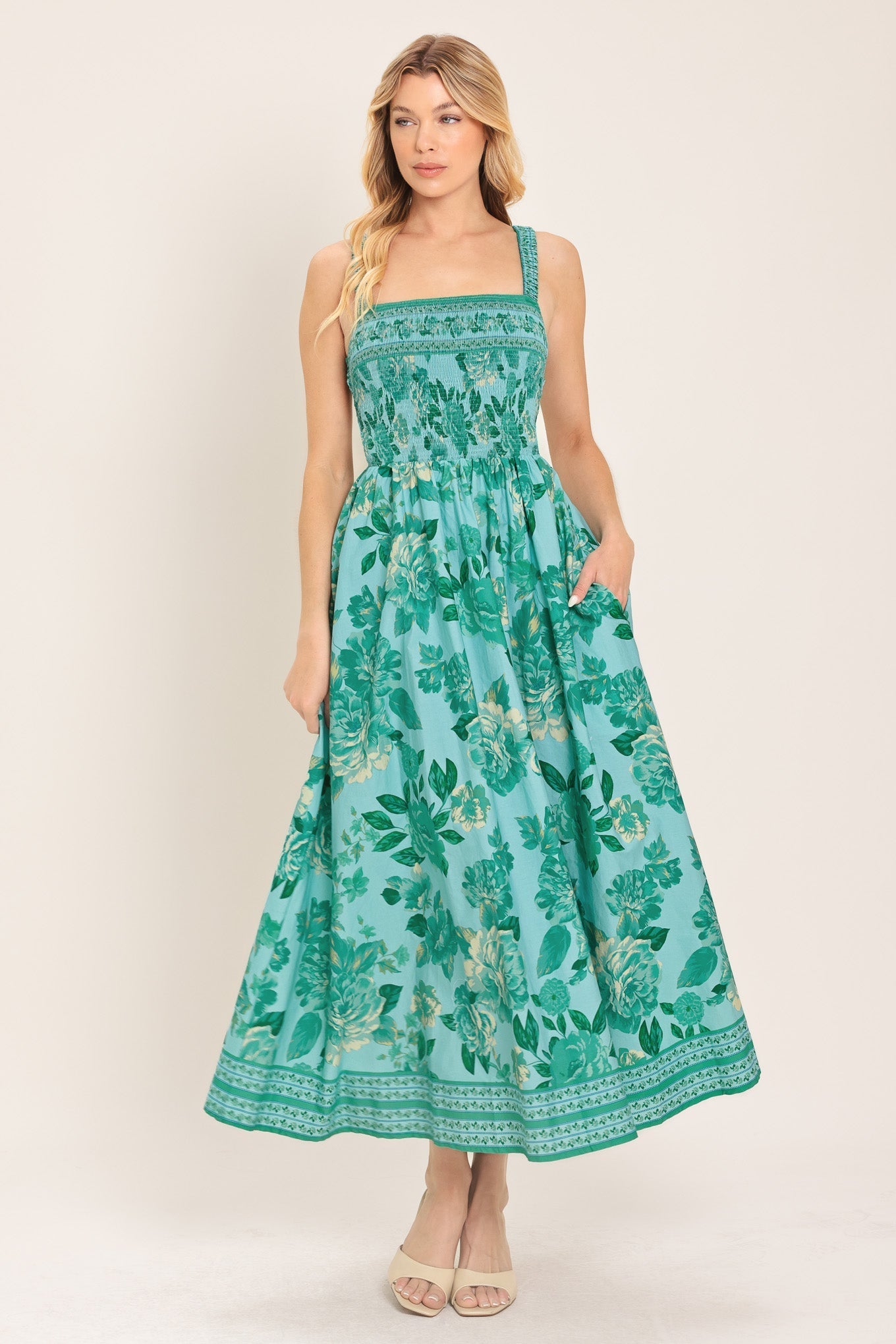 MINT PARADISO OPEN BACK MIDI DRESS