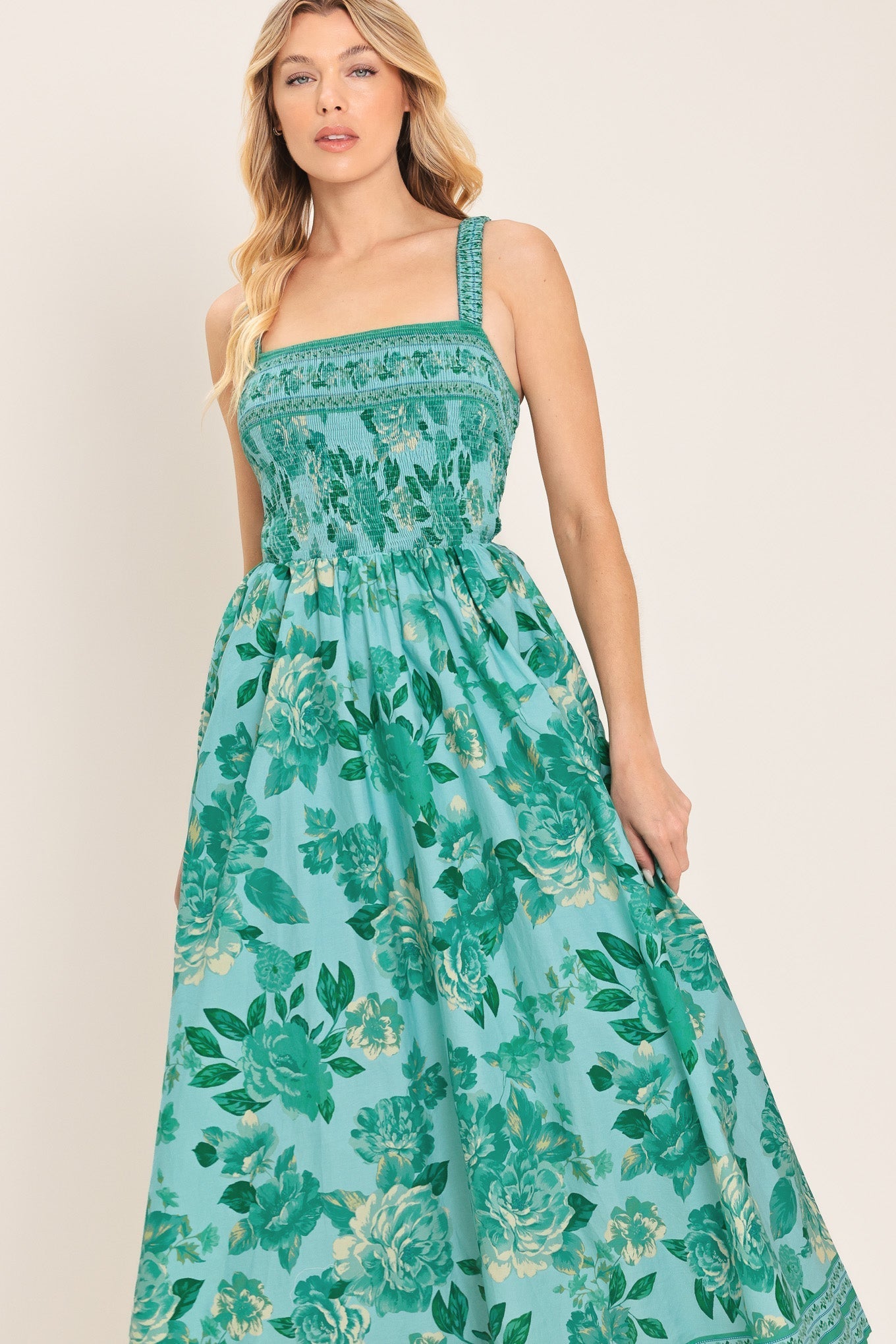 MINT PARADISO OPEN BACK MIDI DRESS