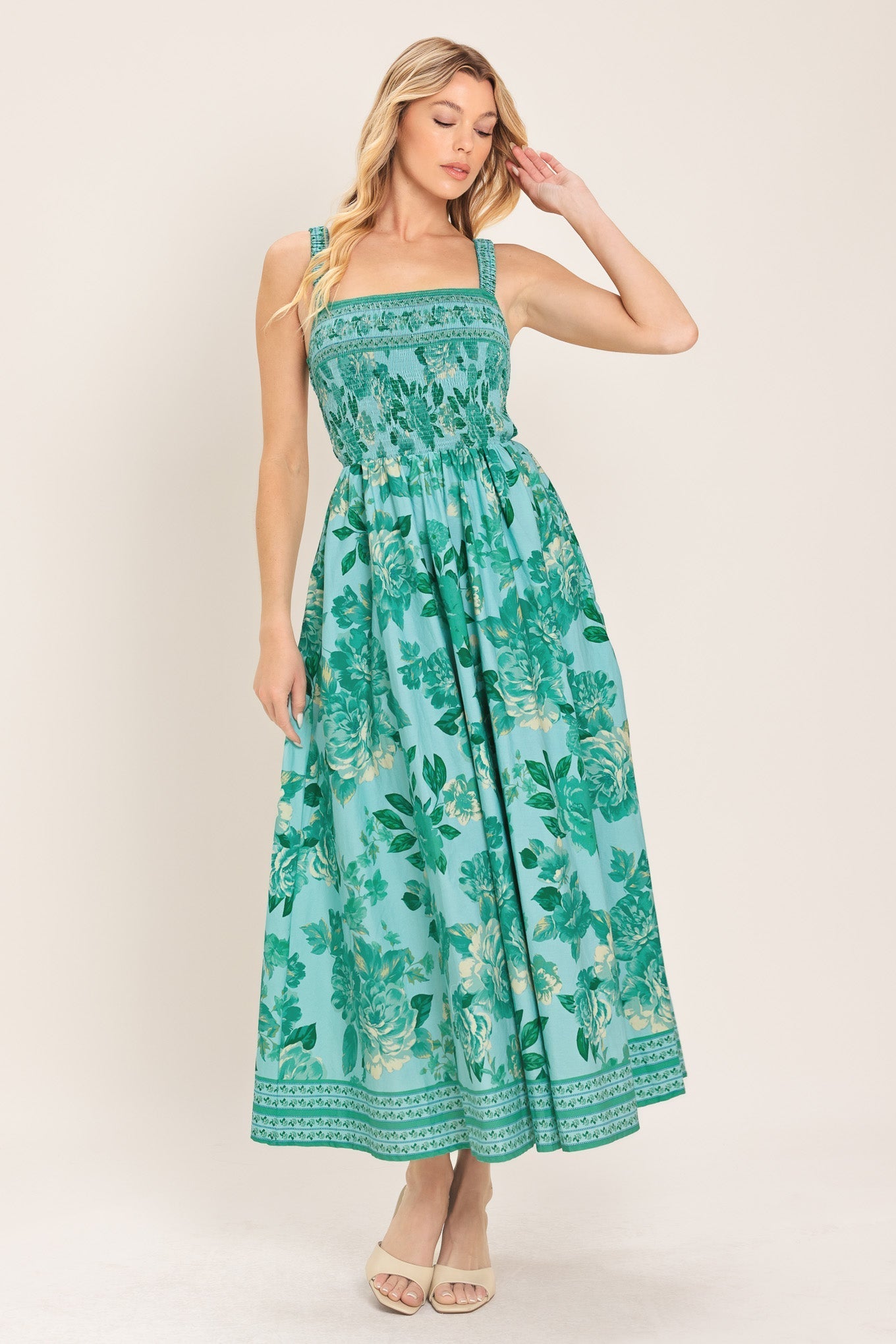 MINT PARADISO OPEN BACK MIDI DRESS