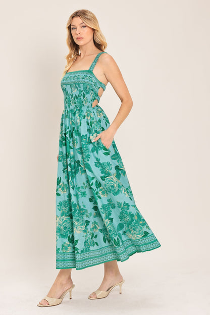 MINT PARADISO OPEN BACK MIDI DRESS