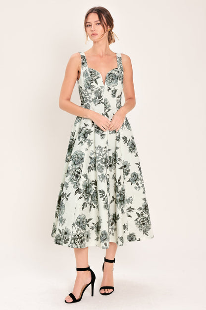 FOREVER YOUNG BLACK FLORAL MIDI DRESS
