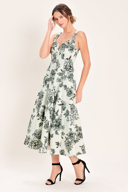 FOREVER YOUNG BLACK FLORAL MIDI DRESS