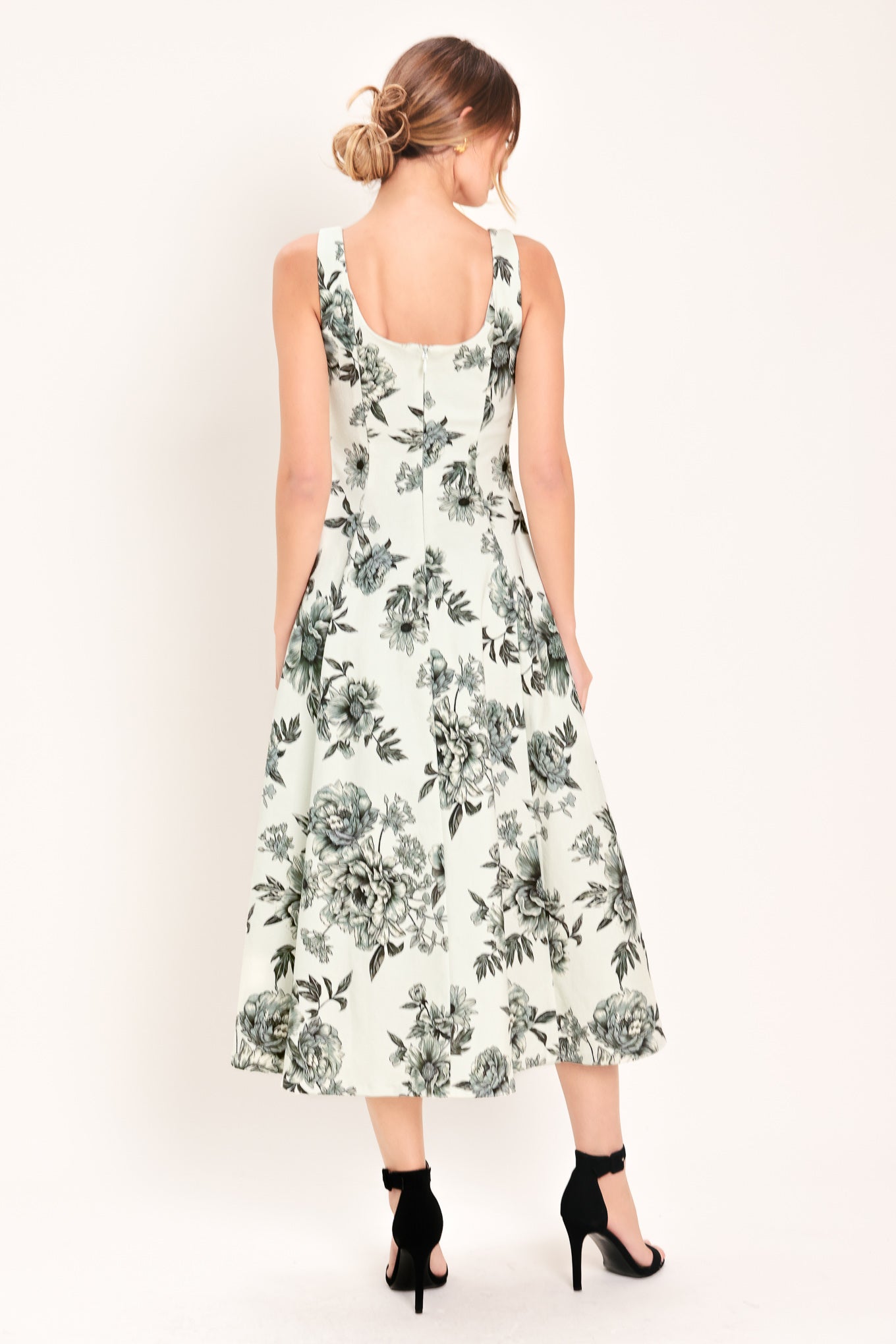 FOREVER YOUNG BLACK FLORAL MIDI DRESS