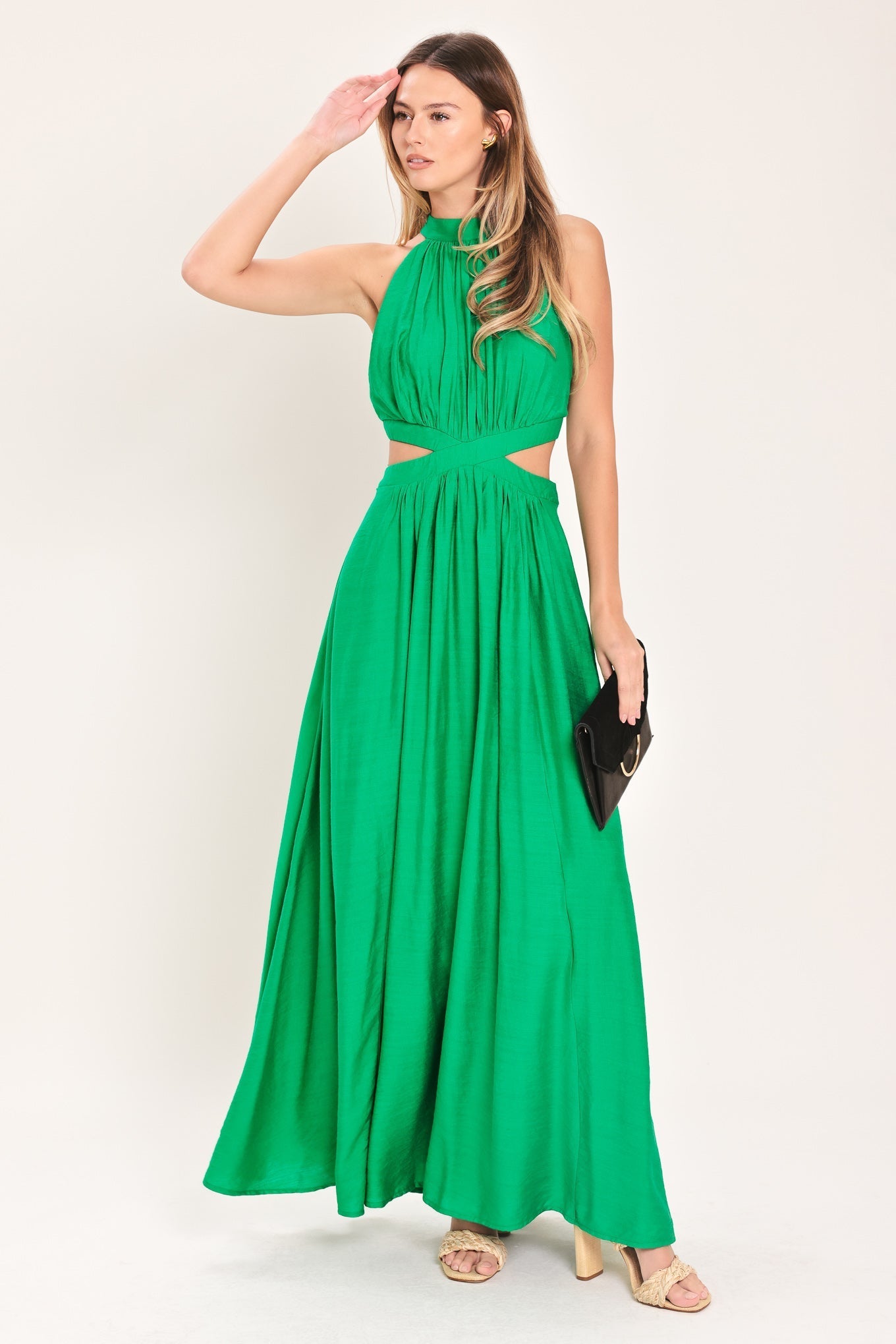 HALTER MAXI DRESS WITH SIDE CUT-OUTS