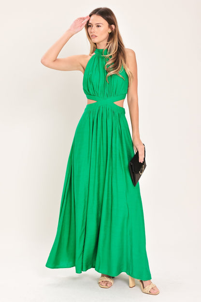 HALTER MAXI DRESS WITH SIDE CUT-OUTS