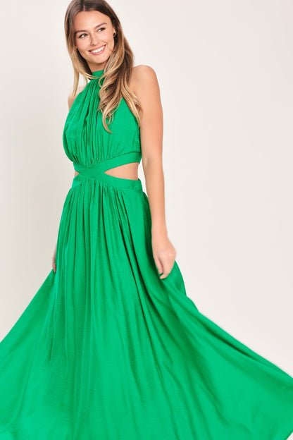 HALTER MAXI DRESS WITH SIDE CUT-OUTS