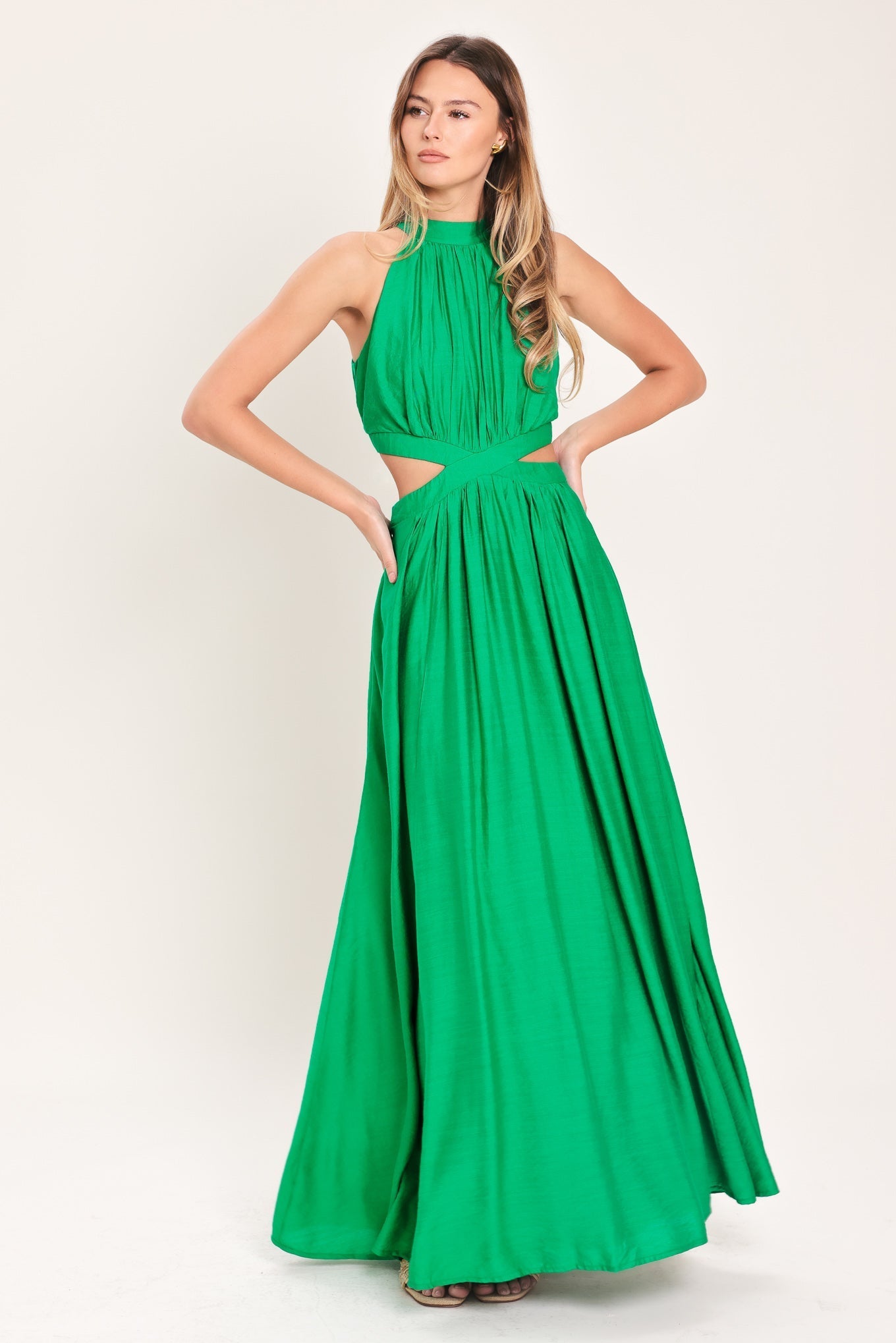HALTER MAXI DRESS WITH SIDE CUT-OUTS