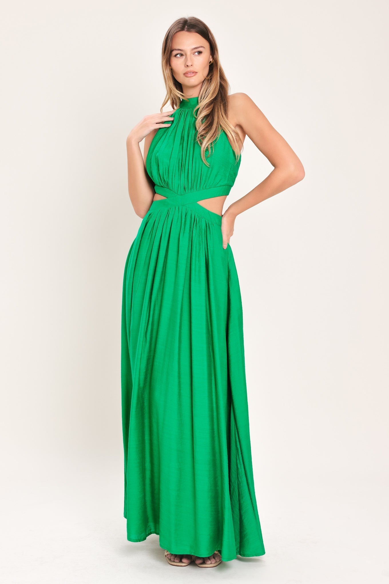 HALTER MAXI DRESS WITH SIDE CUT-OUTS