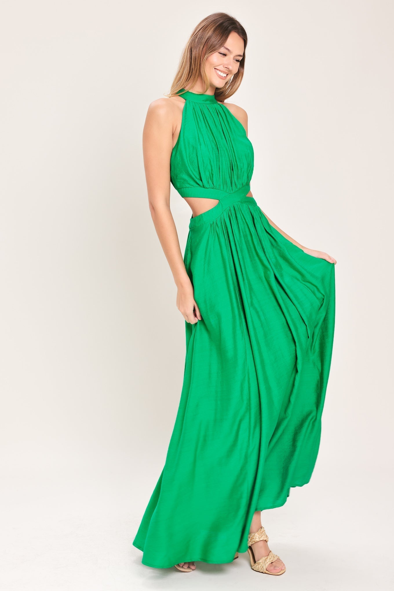 HALTER MAXI DRESS WITH SIDE CUT-OUTS