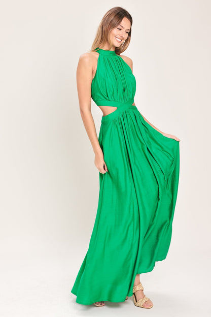 HALTER MAXI DRESS WITH SIDE CUT-OUTS