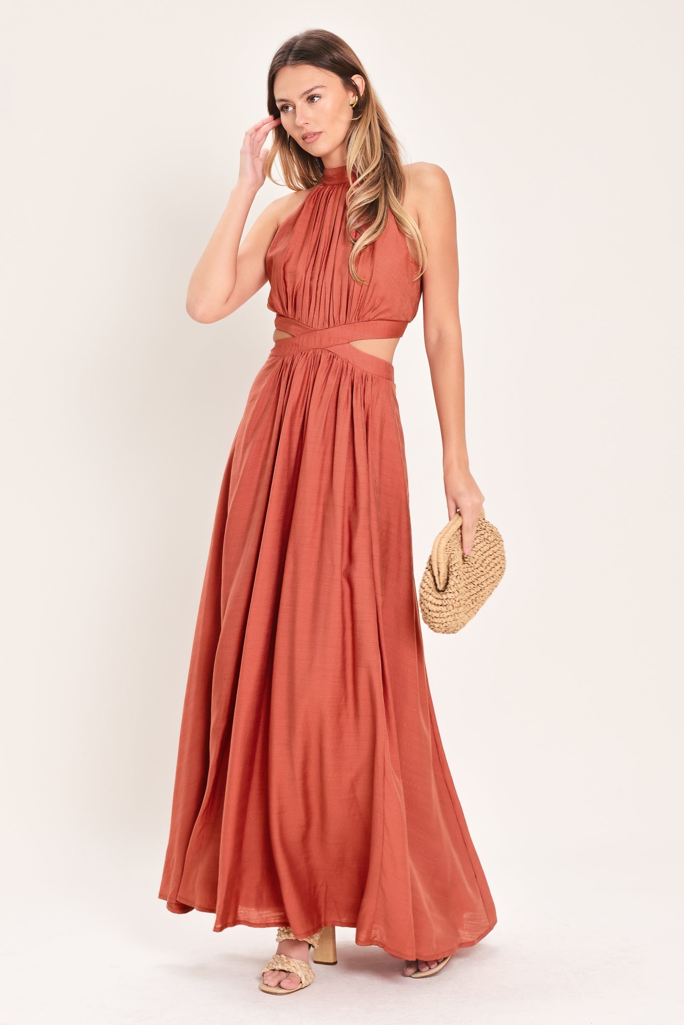 HALTER MAXI DRESS WITH SIDE CUT-OUTS