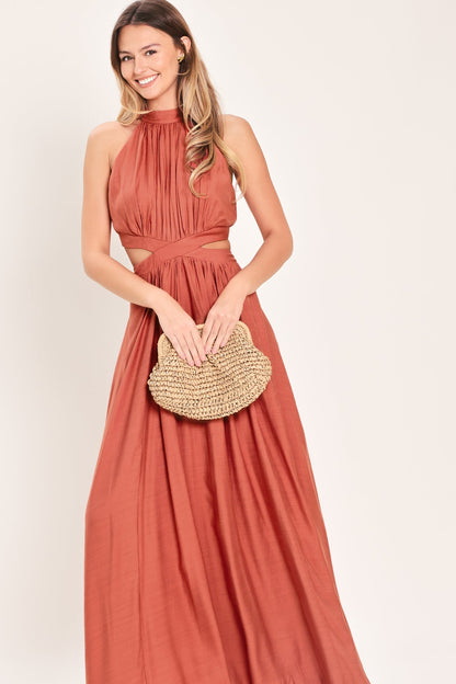 HALTER MAXI DRESS WITH SIDE CUT-OUTS