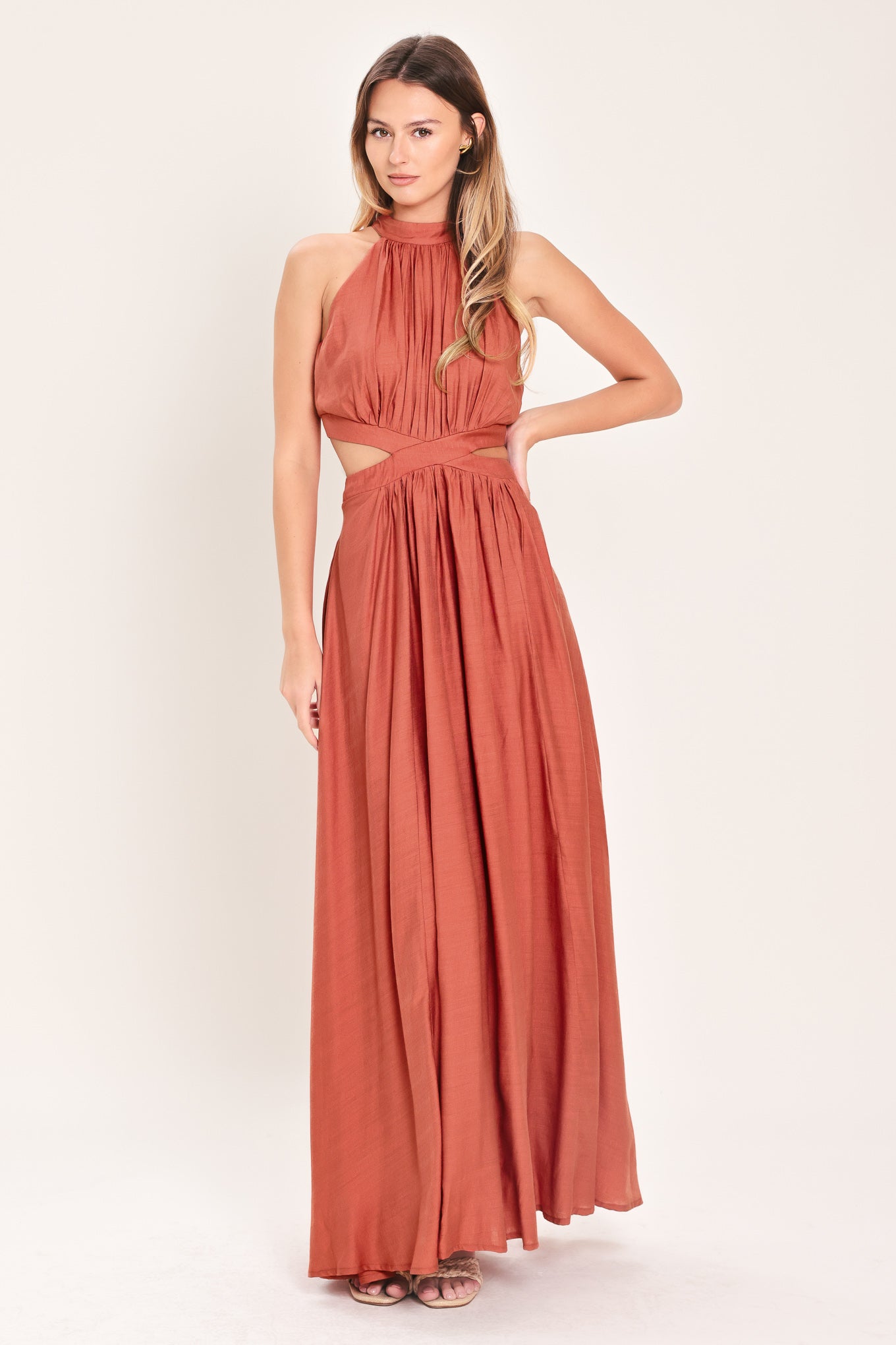 HALTER MAXI DRESS WITH SIDE CUT-OUTS
