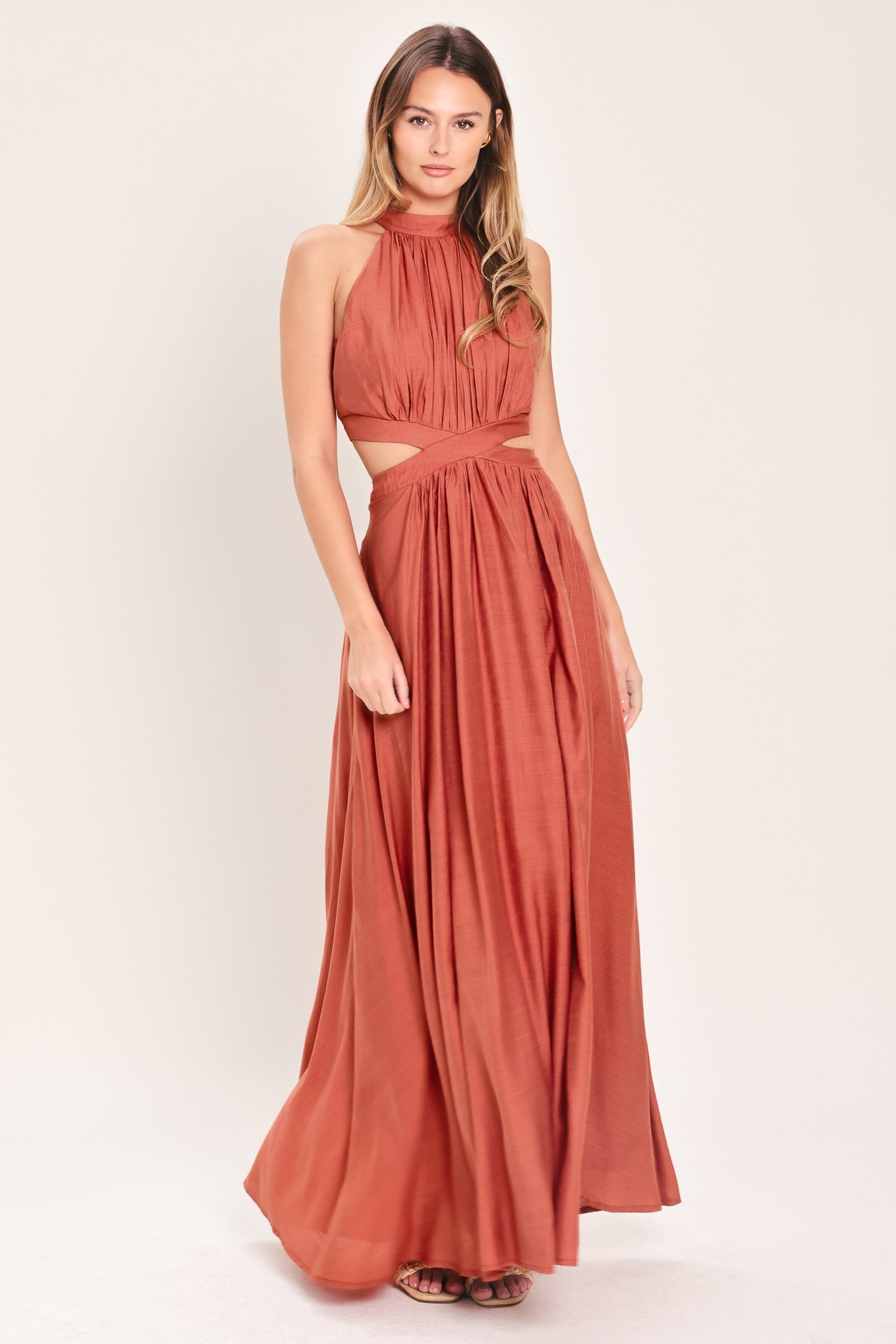 HALTER MAXI DRESS WITH SIDE CUT-OUTS