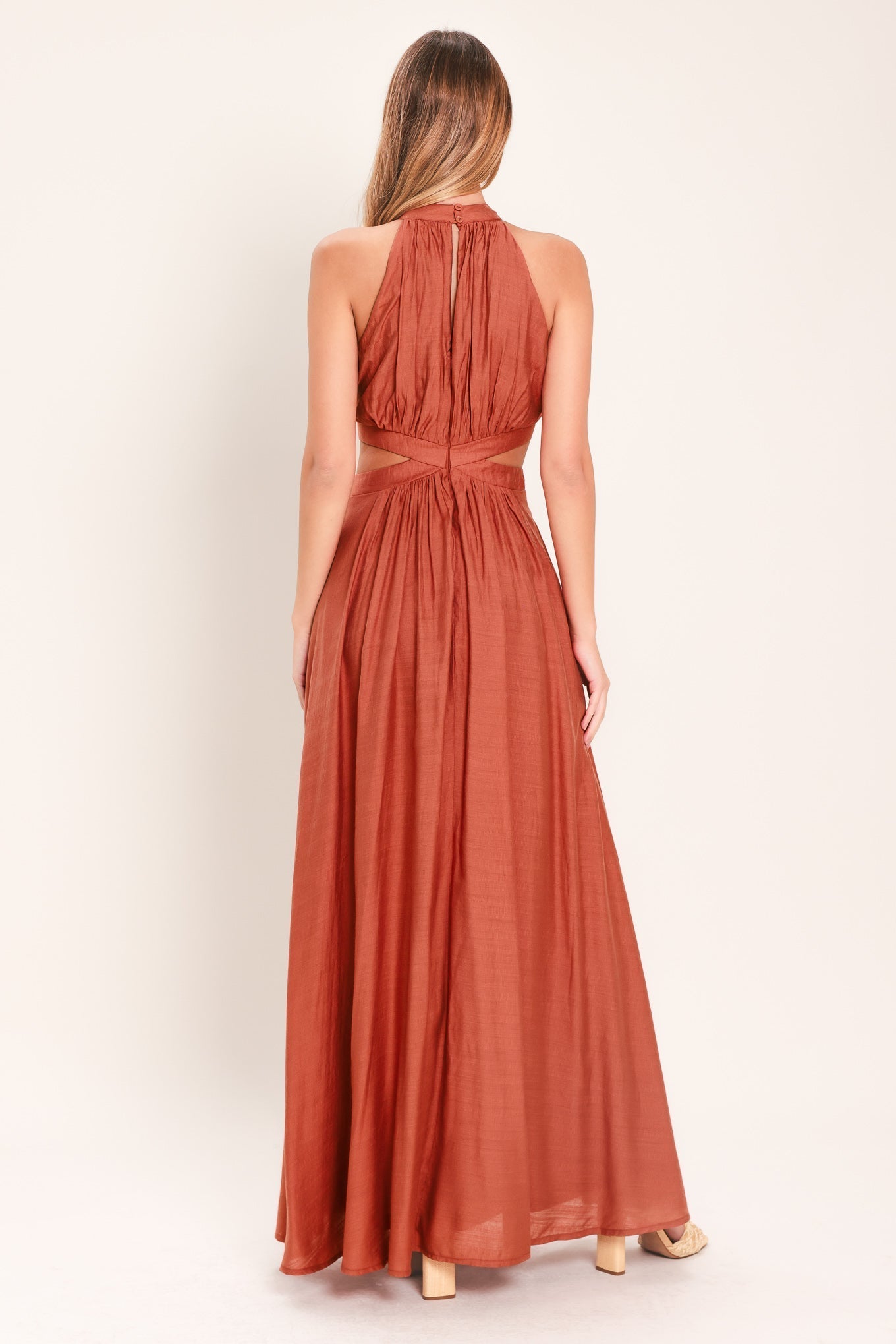 HALTER MAXI DRESS WITH SIDE CUT-OUTS