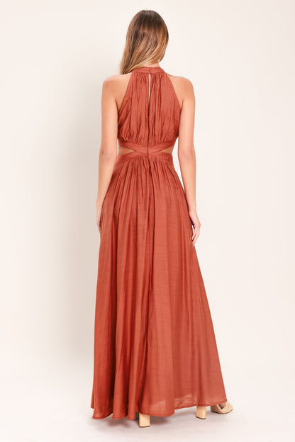 HALTER MAXI DRESS WITH SIDE CUT-OUTS
