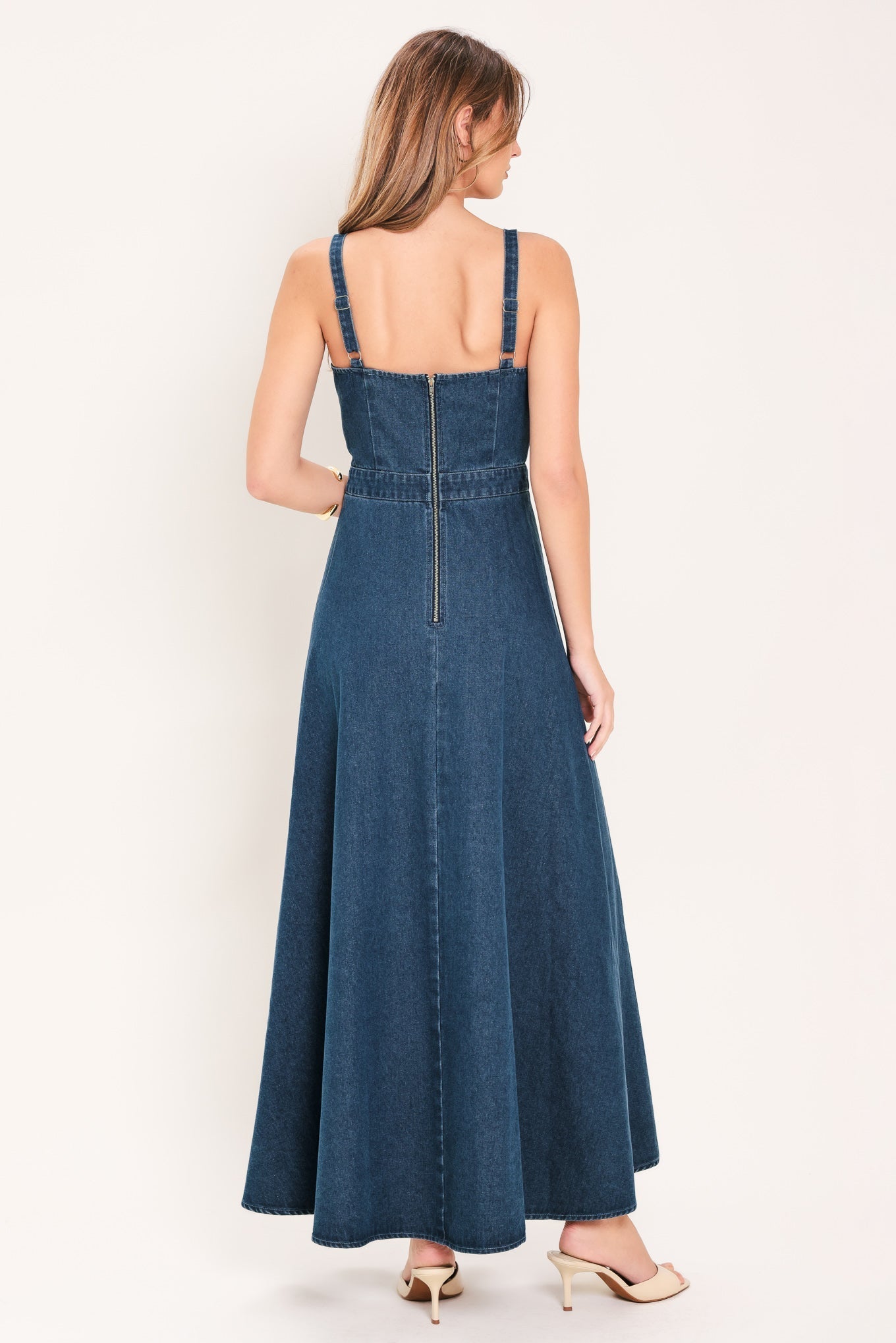 LILY BLOOM PRINTED DENIM MAXI DRESS