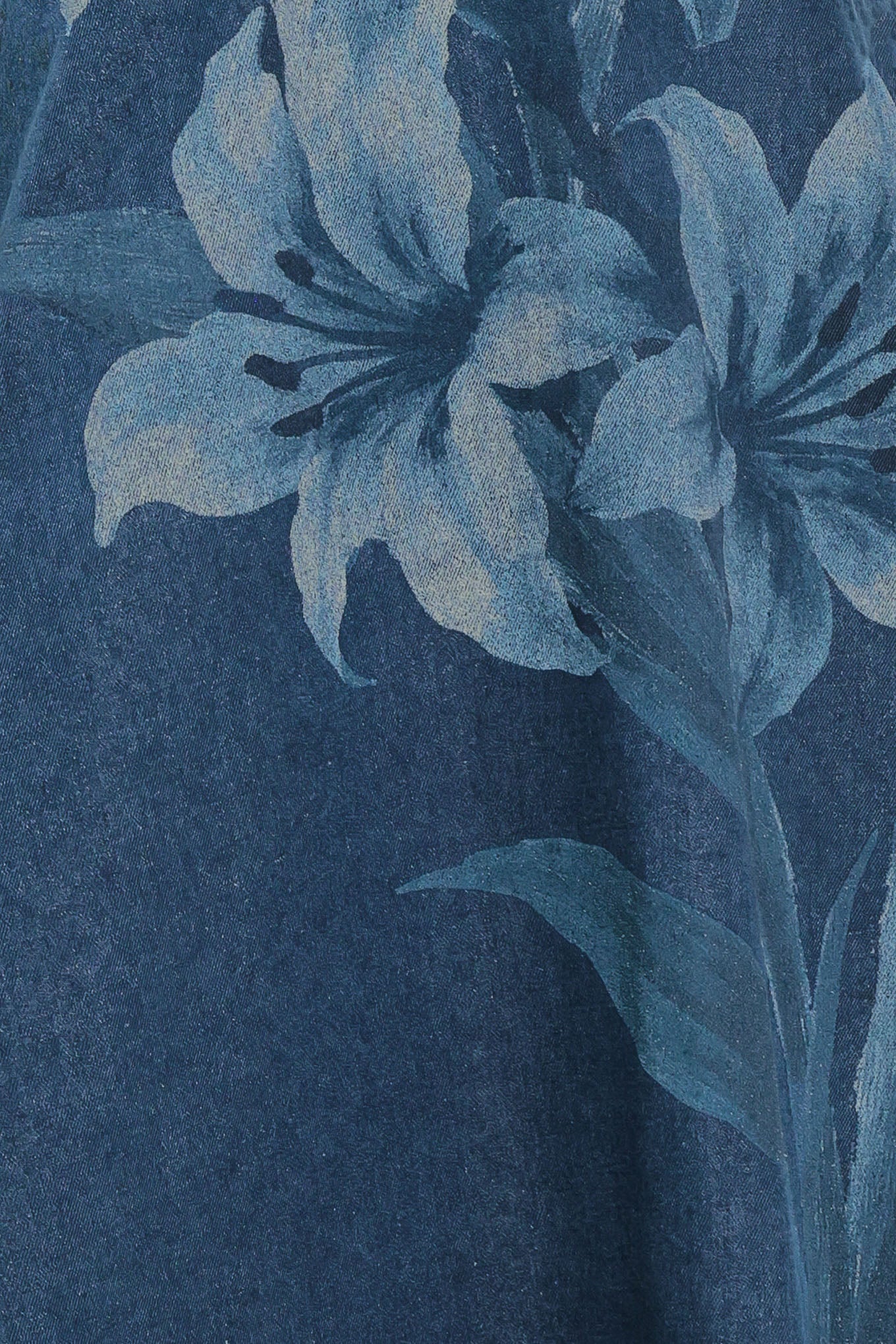 LILY BLOOM PRINTED DENIM MAXI DRESS