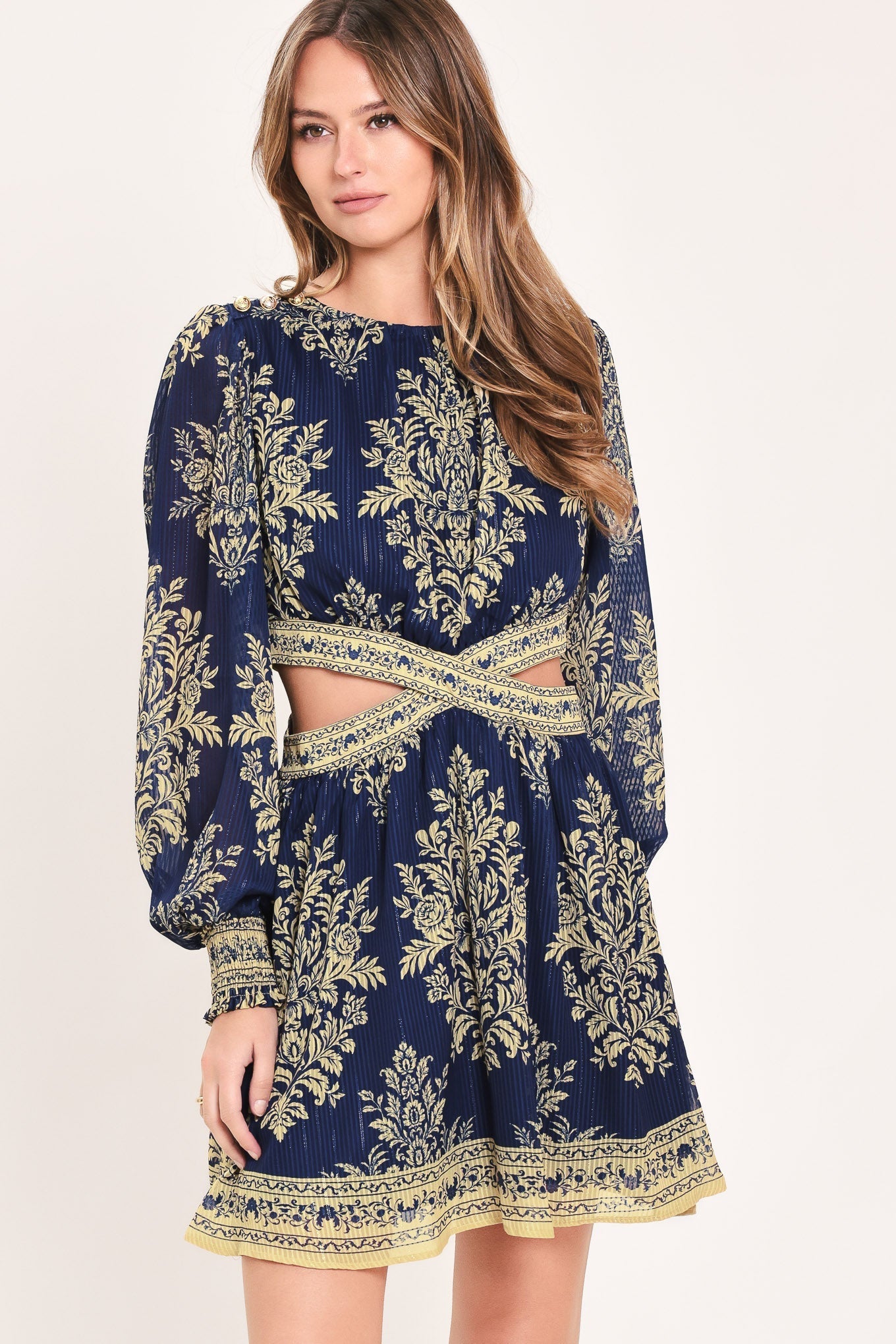 PALACE GARDEN FANTASY LONG SLEEVE MINI DRESS
