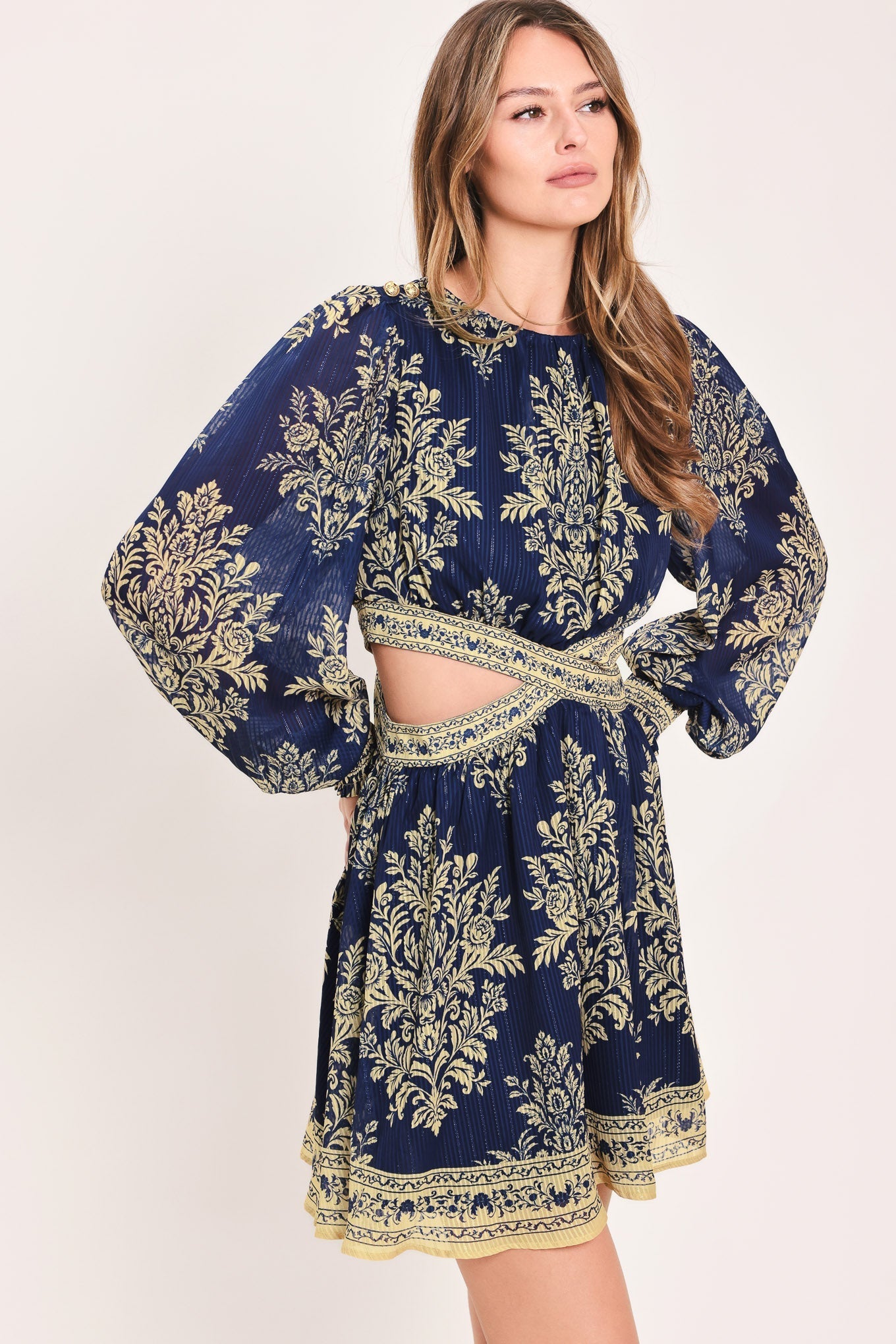 PALACE GARDEN FANTASY LONG SLEEVE MINI DRESS