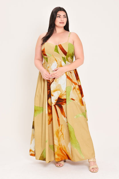 Limoncello Garden Maxi Dress Floral Bustier Dress