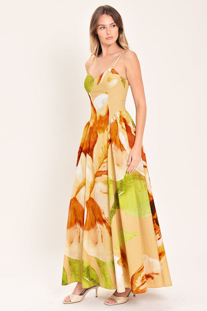 Limoncello Garden Maxi Dress Floral Bustier Dress FINAL