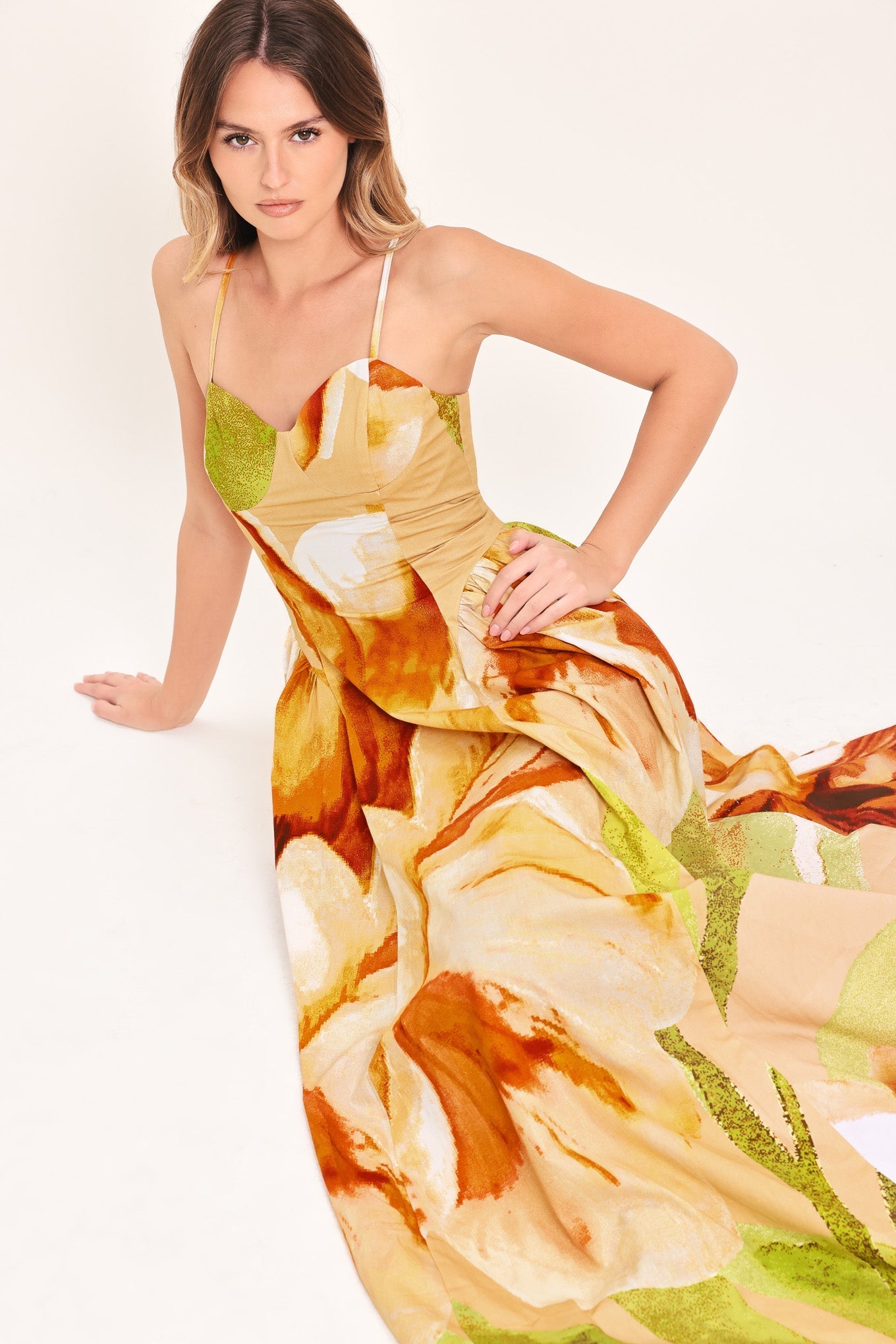 Limoncello Garden Maxi Dress Floral Bustier Dress FINAL