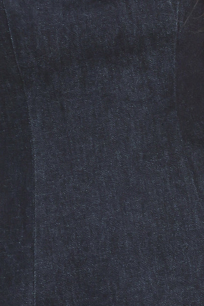 NIGHT OWL RUFFLE HEM DARK DENIM MINI DRESS