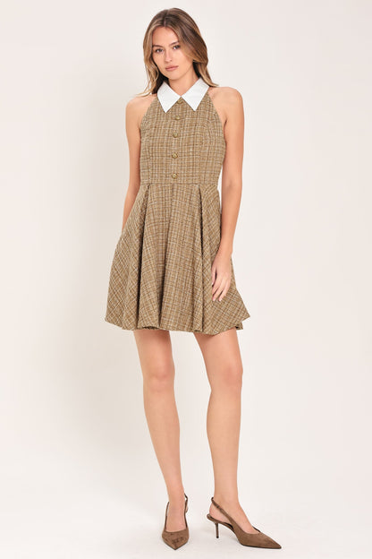 CAMBRIDGE TWEED MINI DRESS WITH COLLAR