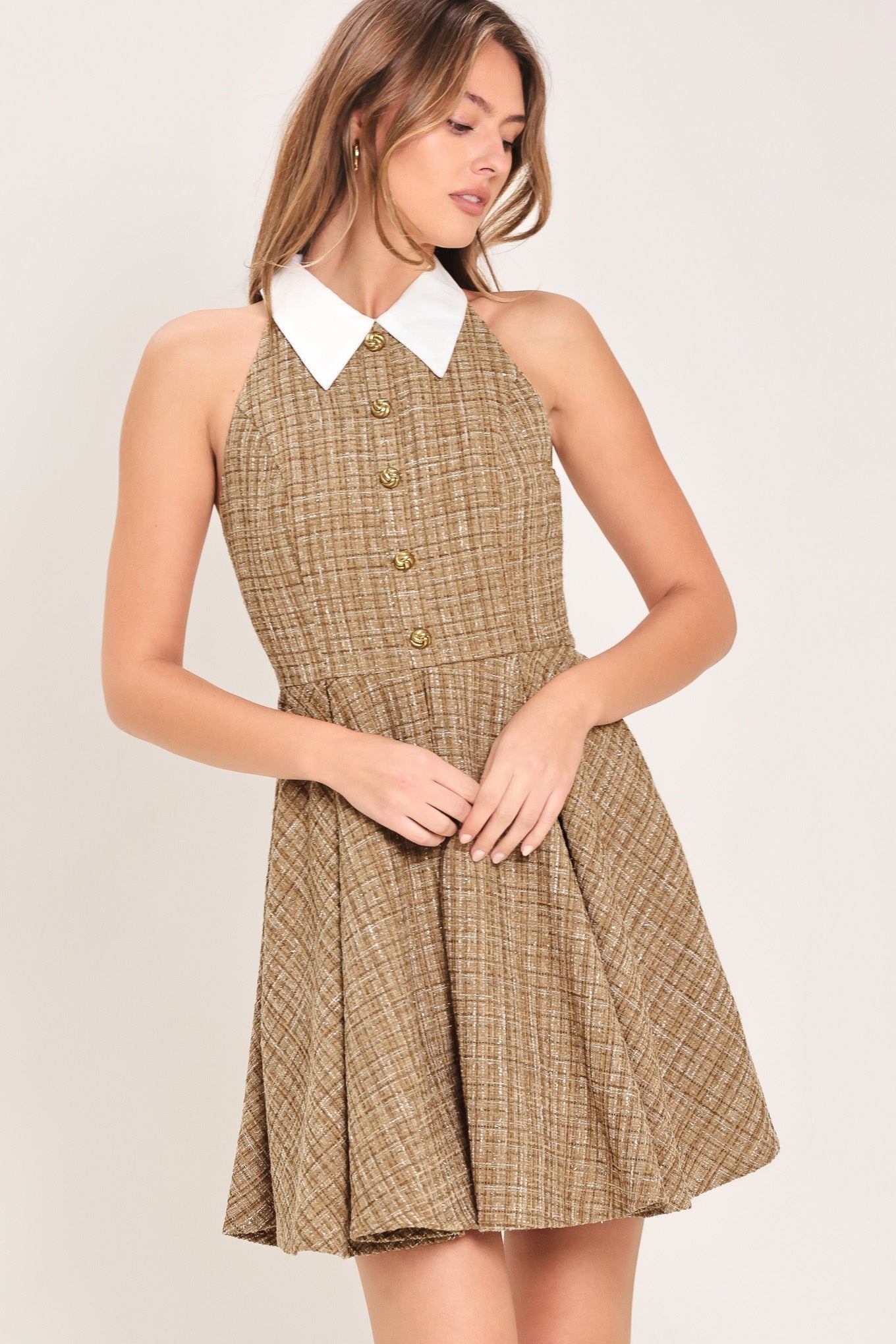 CAMBRIDGE TWEED MINI DRESS WITH COLLAR