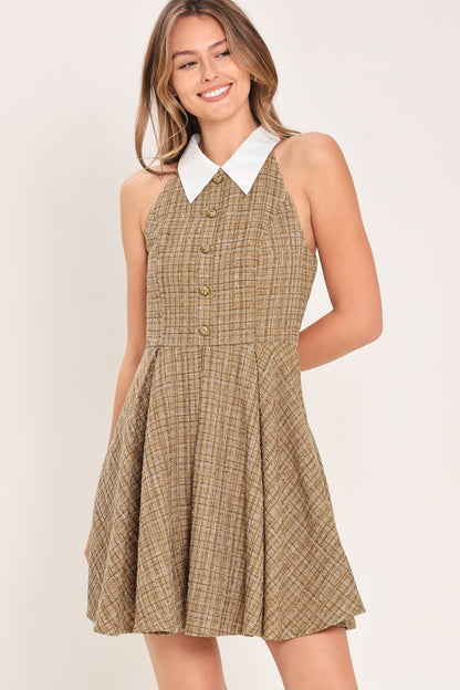 CAMBRIDGE TWEED MINI DRESS WITH COLLAR
