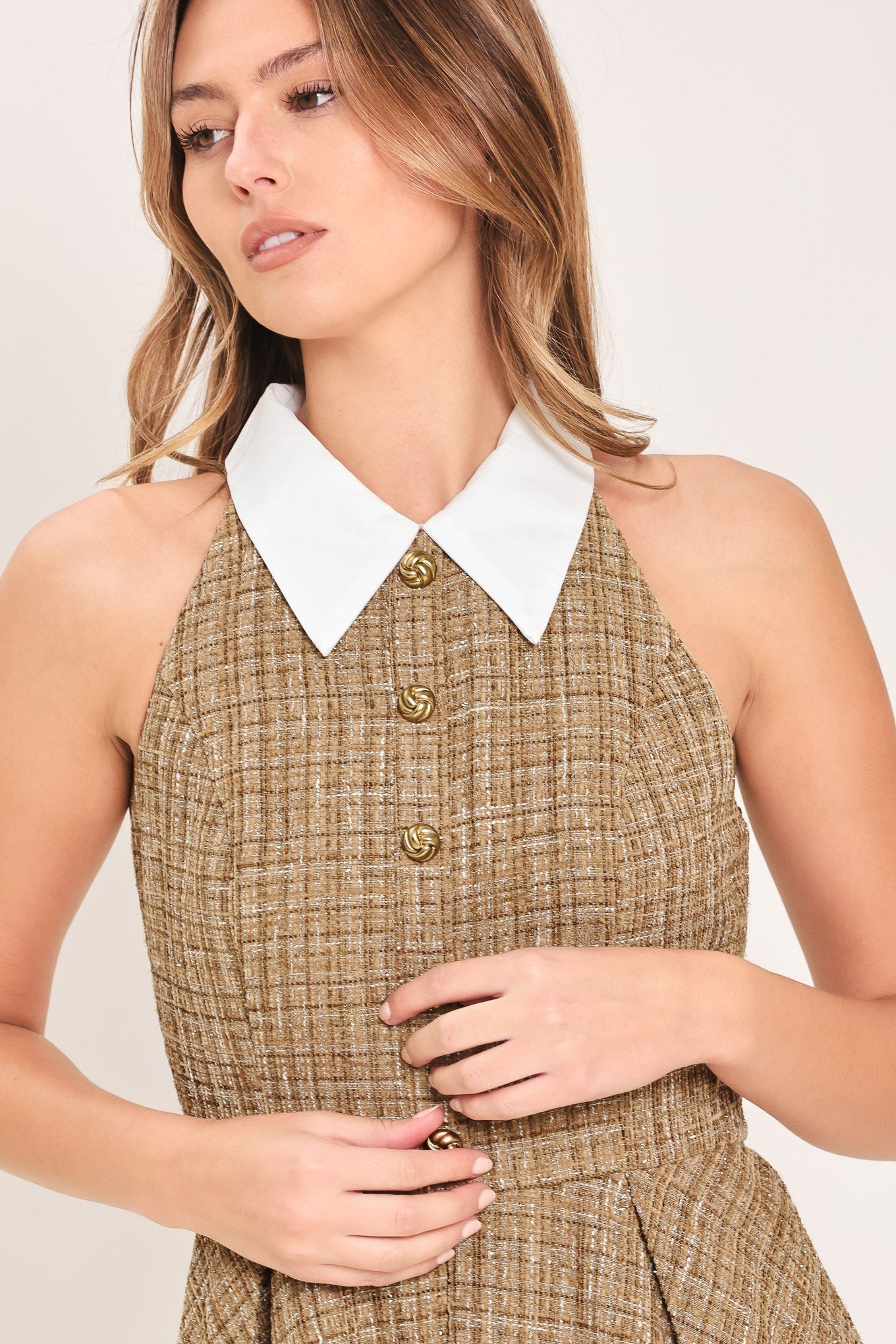 CAMBRIDGE TWEED MINI DRESS WITH COLLAR