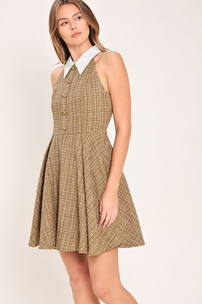 CAMBRIDGE TWEED MINI DRESS WITH COLLAR