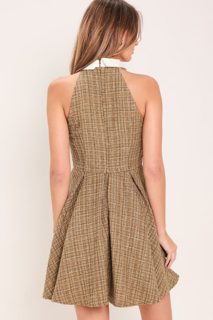 CAMBRIDGE TWEED MINI DRESS WITH COLLAR