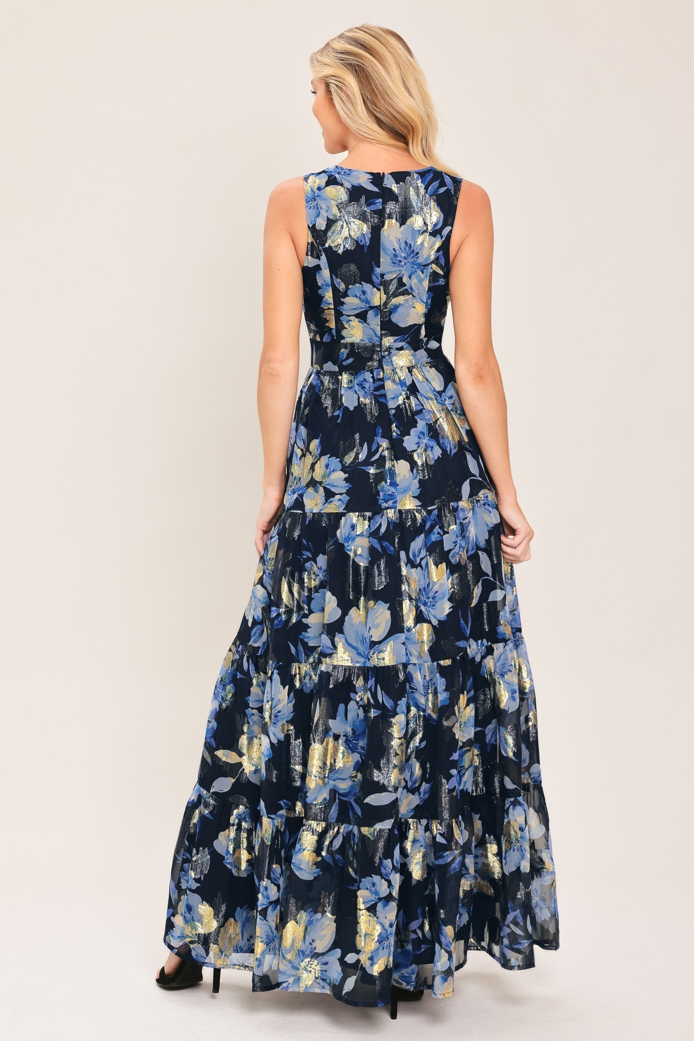 Blue Moon Beauty Floral Foil Maxi Dress