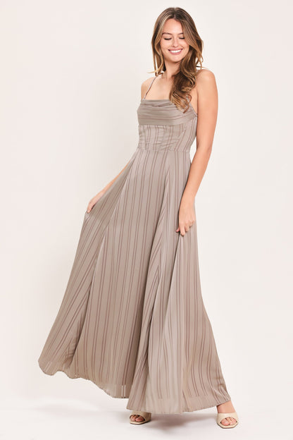 MISTED DAYBREAK STONE STRIPE MAXI DRESS