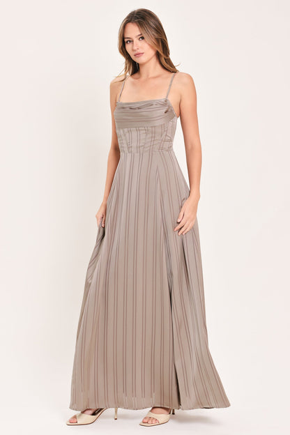 MISTED DAYBREAK STONE STRIPE MAXI DRESS