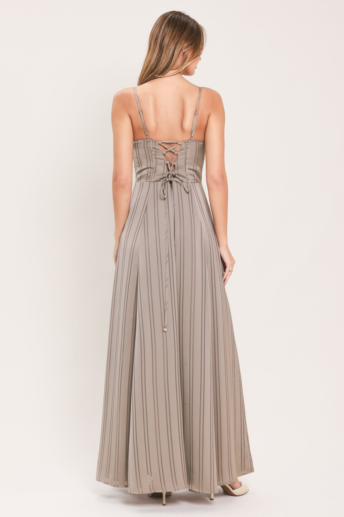 MISTED DAYBREAK STONE STRIPE MAXI DRESS