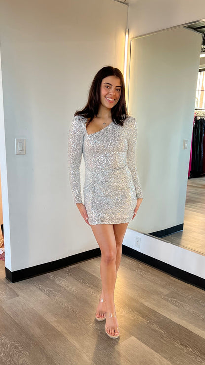 Kia Sequin Mini Dress Silver