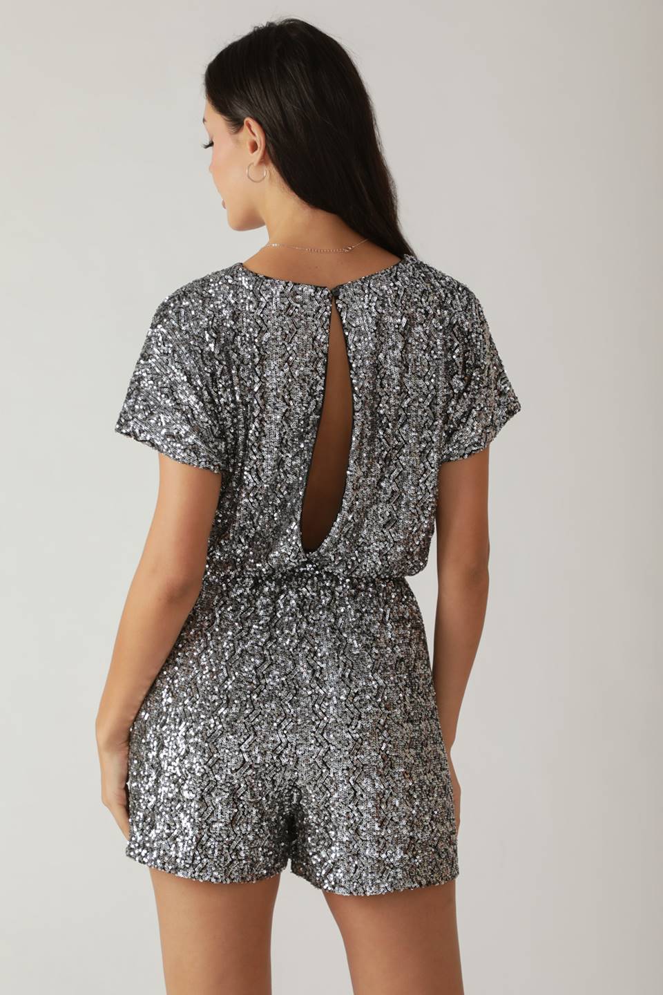 SCOUT SILVER SEQUIN COCKTAIL ROMPER