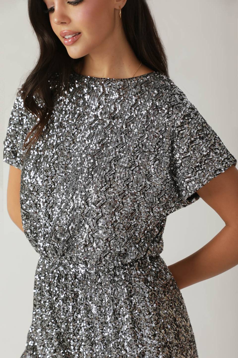 SCOUT SILVER SEQUIN COCKTAIL ROMPER