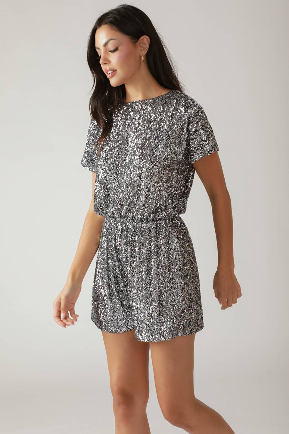 SCOUT SILVER SEQUIN COCKTAIL ROMPER