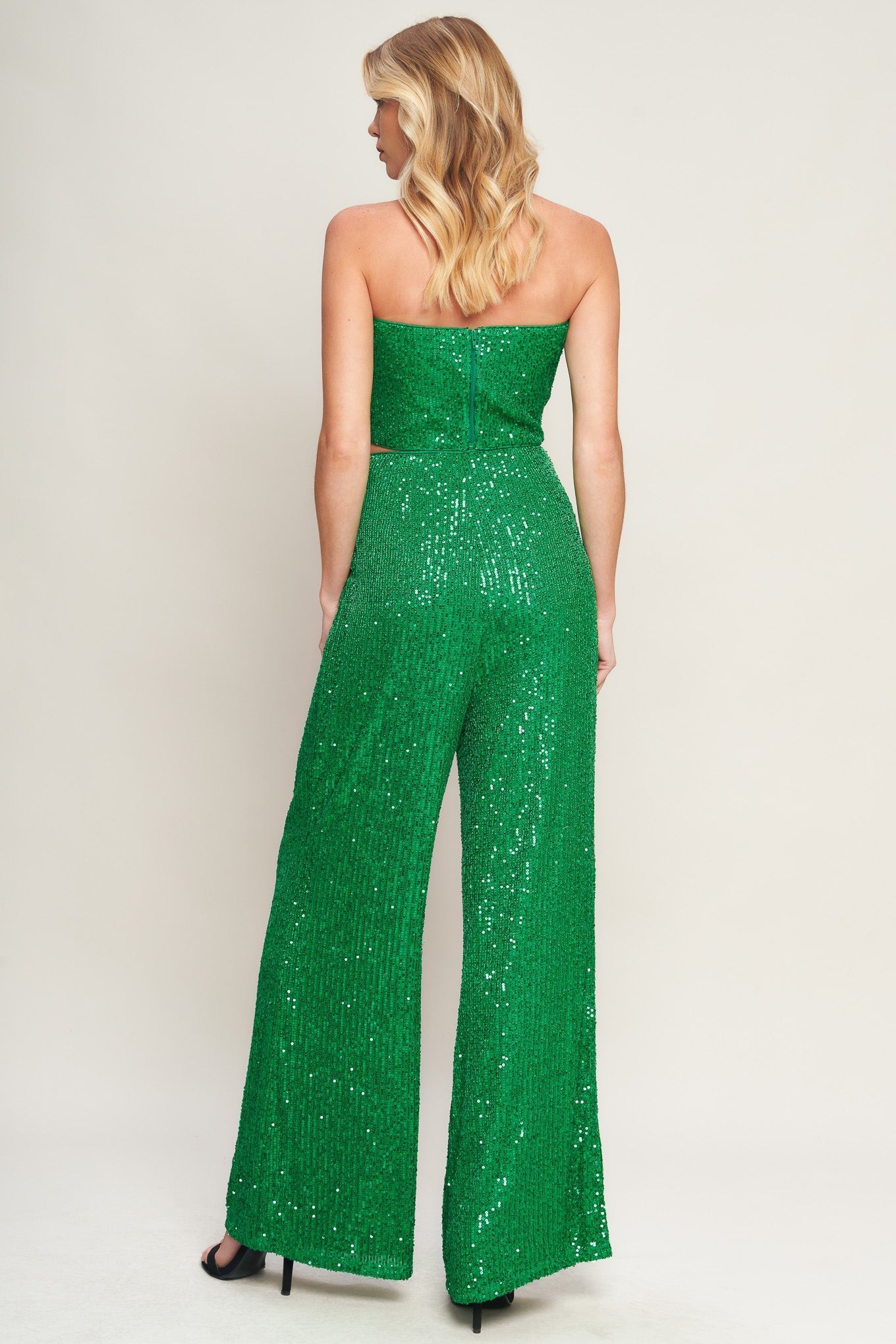 CHARMING COMPOSURE SPARKLY SEQUIN CROP TOP & PANT SET