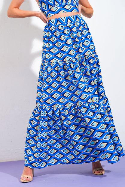 SUMMER JOURNEY BLUE TOP & SKIRT SET