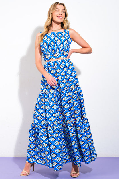 SUMMER JOURNEY BLUE TOP & SKIRT SET