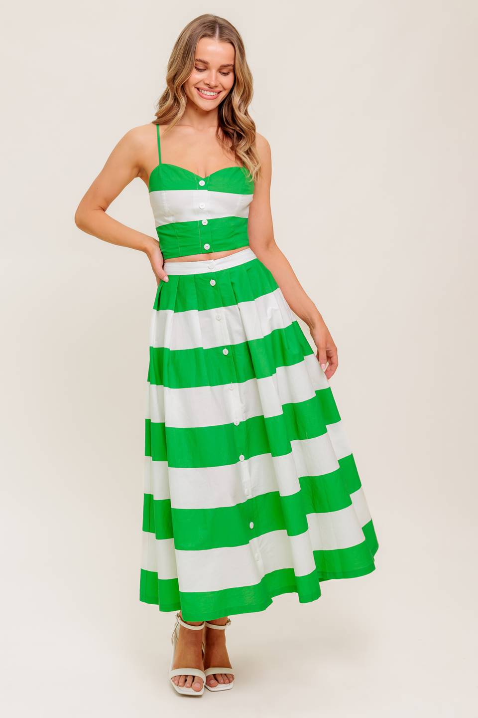 ENDLESS FLAIR TOP & SKIRT SET GREEN