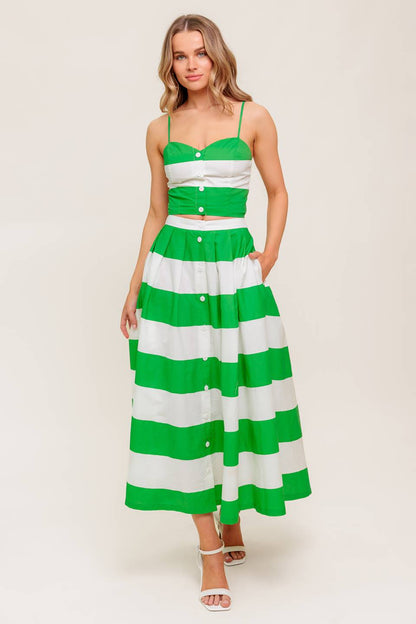 ENDLESS FLAIR TOP & SKIRT SET GREEN
