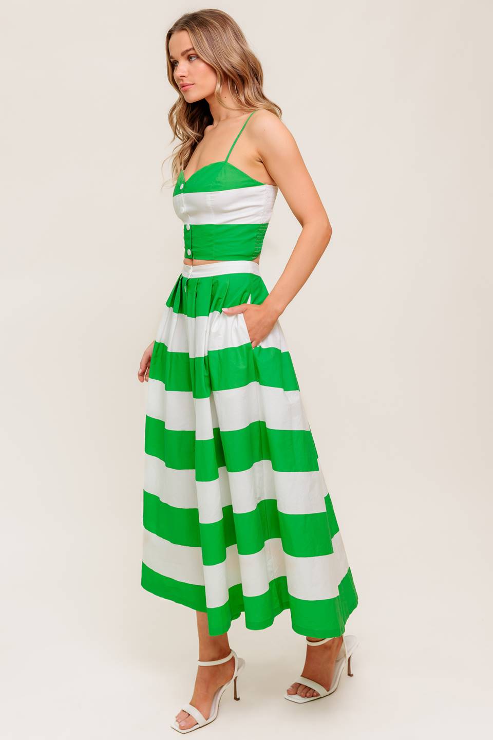 ENDLESS FLAIR TOP & SKIRT SET GREEN